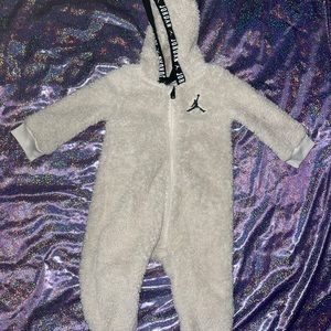 JORDAN Baby Boys Faux-Sherpa Hooded Coverall